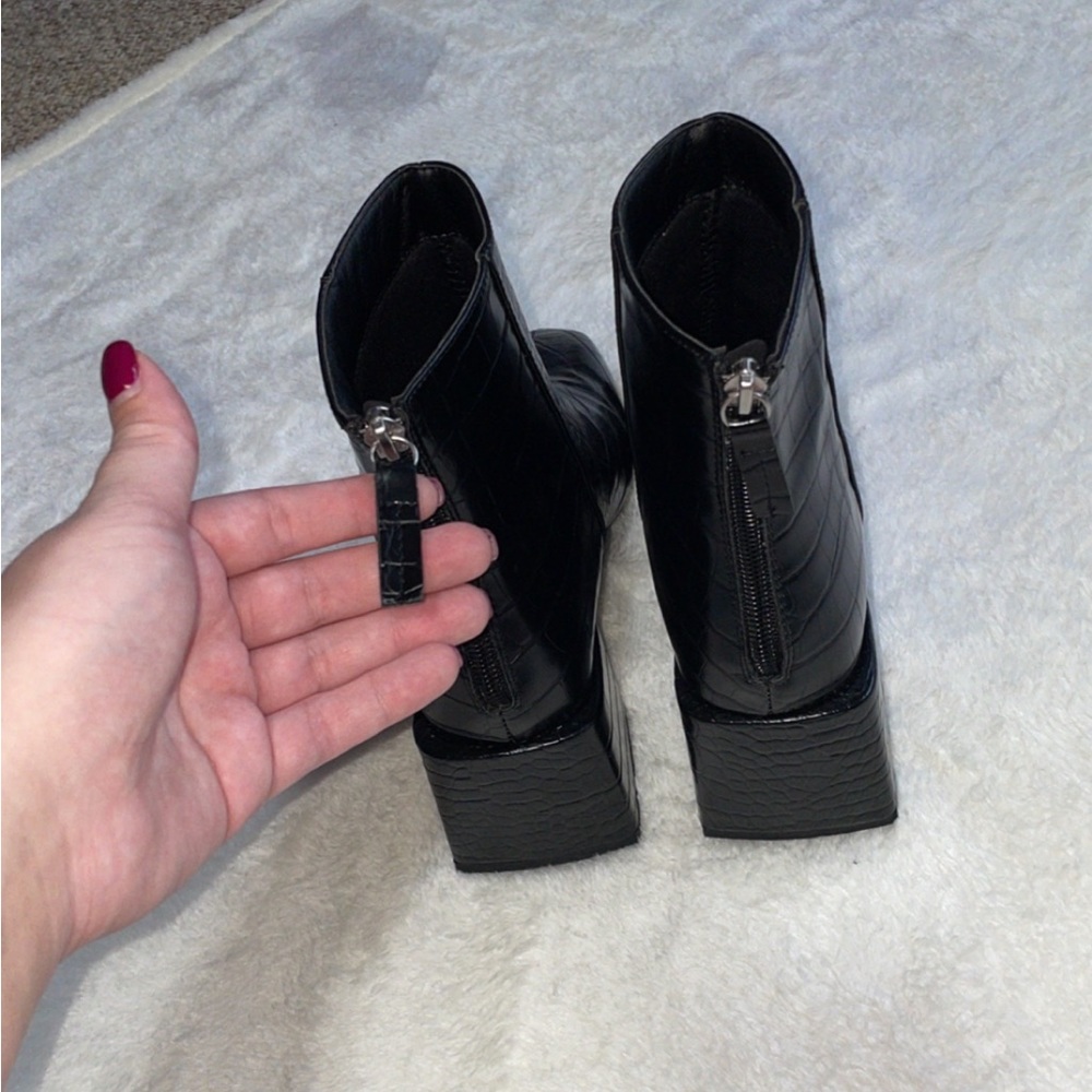 Faux Leather Croc Ankle Boots - Picture 4 of 12